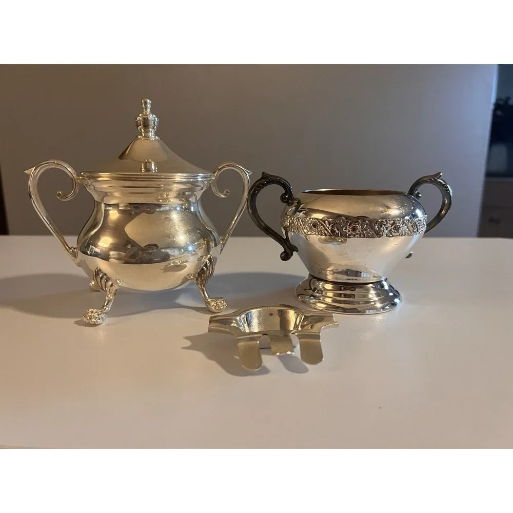 Vintage‎ Silverplate Creamer & Sugar Set Sheffield EPNS Silver on Copper